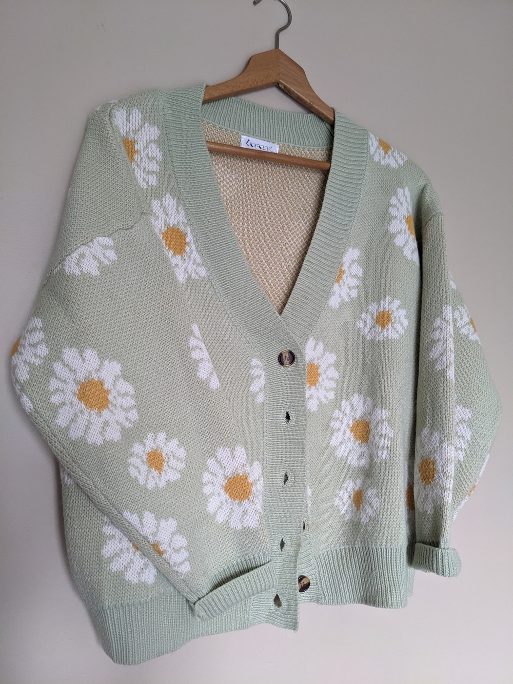 Daisy Knit Cardigan Sweater - Sage Green